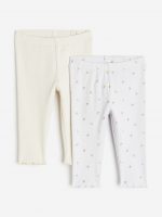 23S3-003 H&M 2-pack ribbed leggings - Quần dài, quần Jean, legging bé gái