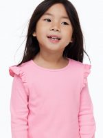 23S3-017 H&M Ruffle-trimmed Ribbed Top - HÀNG GIẢM GIÁ