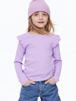 23S3-016 H&M Ruffle-trimmed Ribbed Top - 2-4 tuổi