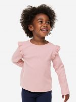 23S3-014 H&M Ruffle-trimmed Ribbed Top - HÀNG GIẢM GIÁ