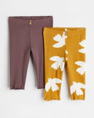 23S3-009 H&M 2-pack Cotton Leggings - Quần dài, quần Jean, legging bé gái