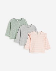 23S3-007 H&M 3-pack Cotton Jersey Tops - 2-4 tuổi