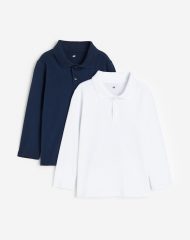 23S3-056 H&M 2-pack Cotton Jersey Polo Shirts - 7 tuổi