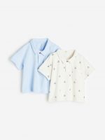 23S3-048 H&M 2-pack Piqué Polo Shirts - Áo thun bé trai
