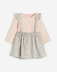 23S4-001 H&M 2-piece Cotton Set with Suspenders - Váy, đầm bé gái