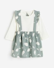 23S4-002 H&M 2-piece Cotton Set with Suspenders - Váy, đầm bé gái