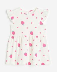 23O1-002 H&M Ruffle-trimmed Jersey Dress - Váy, đầm bé gái