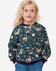 23O1-023 H&M Printed Sweatshirt - Áo thun bé gái