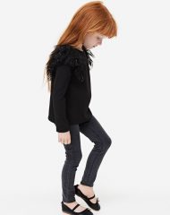 23O1-020 H&M Ruffle-trimmed Top - Áo thun bé gái