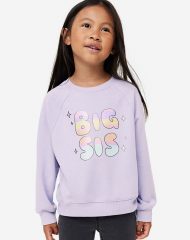 23O1-025 H&M Printed Sibling Sweatshirt - Áo thun bé gái