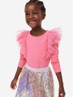 23O1-019 H&M Ruffle-trimmed Top - 4-6 tuổi