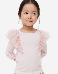 23O1-017 H&M Ruffle-trimmed Top - 4-6 tuổi