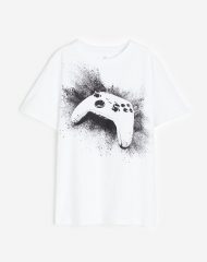 23O1-071 H&M Printed cotton T-shirt - 11-12 tuổi