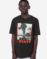 23O1-070 H&M Printed cotton T-shirt - 10-12 tuổi