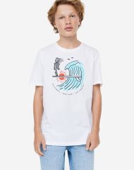 23O1-068 H&M Printed cotton T-shirt - BÉ TRAI