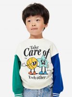 23O1-064 H&M Printed Sweatshirt - Áo thun bé trai