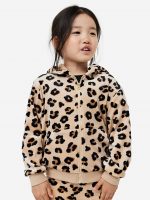23O1-030 H&M Velour Hooded Jacket - Áo khoác - Áo lạnh - Áo len bé gái