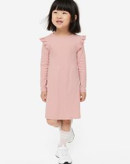 23O1-035 H&M Ribbed Jersey Dress - 6-8 tuổi