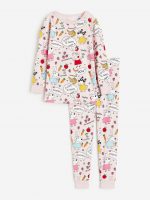 23O2-009 H&M Ribbed Cotton Pajamas - 12-18 tháng