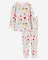 23O2-009 H&M Ribbed Cotton Pajamas - 3 tuổi