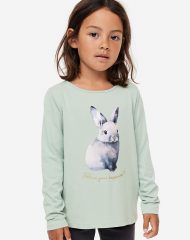 23O2-014 H&M Printed Jersey Top - Áo thun bé gái