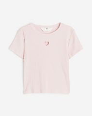 23O2-047 H&M Ribbed T-shirt - Áo thun bé gái