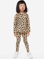 23O2-045 H&M 2-piece Printed Jersey Set - Đồ bộ cho bé gái
