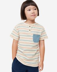 23O2-086 H&M Short-sleeved Henley T-shirt - 4 tuổi