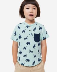 23O2-085 H&M Short-sleeved Henley T-shirt - 2 tuổi