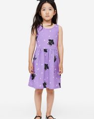23O2-036 H&M Patterned Jersey Dress - 4-6 tuổi