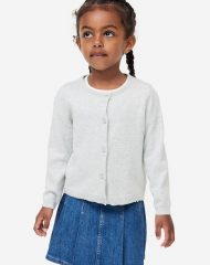 23O2-031 H&M Fine-knit Cotton Cardigan - Áo khoác - Áo lạnh - Áo len bé gái