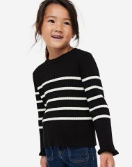 23O2-028 H&M Rib-knit Sweater - Áo thun bé gái