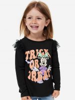 23O2-024 H&M Ruffle-trimmed Printed Top - 4-6 tuổi