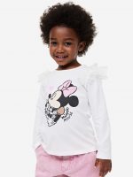 23O2-023 H&M Ruffle-trimmed Printed Top - 4-6 tuổi