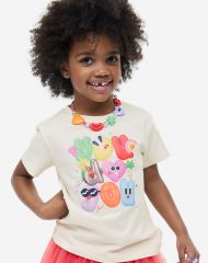 23N1-001 H&M Printed Jersey Top - Áo thun bé gái