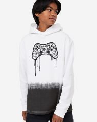 23N1-113 H&M Printed Hoodie - 9-10 tuổi