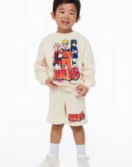 23N1-103 H&M 2-piece Printed Sweatshirt Set - 4-6 tuổi