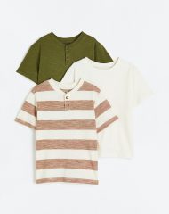 23N1-090 H&M 3-pack Henley Shirts - 2 tuổi