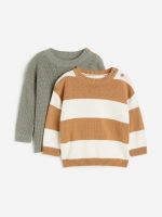 23D1-036 H&M 2-pack Cotton Sweaters - Áo Khoác - Áo lạnh - Áo len bé trai