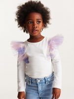 23D2-010 H&M Ruffle-trimmed Top - 2-4 tuổi