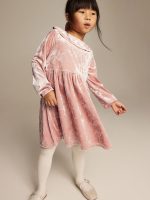 23D2-026 H&M Velour Dress with Collar - Váy, đầm bé gái