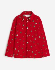 23D2-070 H&M Patterned Cotton Shirt - Áo sơ mi bé trai
