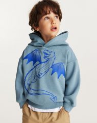 23D2-065 H&M Printed Hoodie - Áo thun bé trai