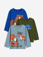 23D2-055 H&M 3-pack Cotton Jersey Shirts - Áo thun bé trai