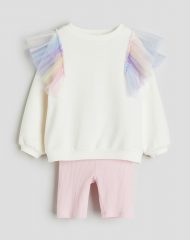 24L1-020 H&M 2-piece Sweatshirt and Bike Shorts Set - Đồ bộ cho bé gái