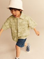 24L1-059 H&M Patterned Cotton Shirt - Áo sơ mi bé trai