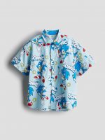 24L1-057 H&M Patterned Cotton Shirt - Áo sơ mi bé trai