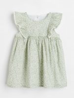22Y2-001 H&M Flounce-trimmed Cotton Dress - Váy, đầm bé gái