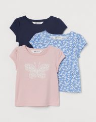 21A3-002 H&M 3-pack Jersey Tops - 6-8 tuổi