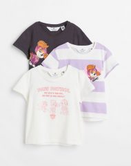 22A1-007 H&M 3-pack Printed Jersey Tops - HÀNG GIẢM GIÁ